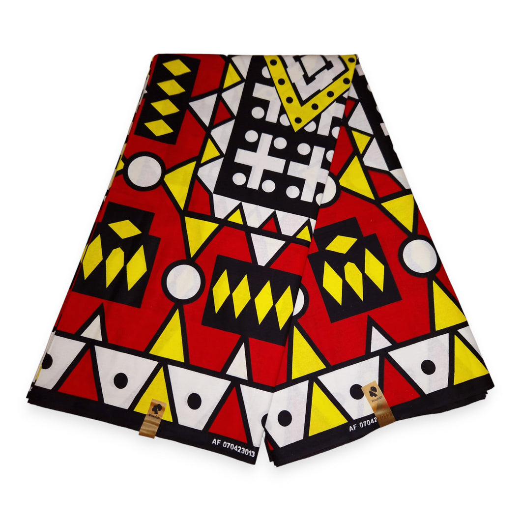 6 Yards - Brown Orange Bogolan / Mud cloth AF-4008 - African print fabric / cloth (Traditional Mali)