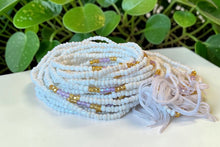 Charger l'image dans la galerie, Waist Beads / African Hip Chain - White Violet Morenike (Traditional non-elastic string)