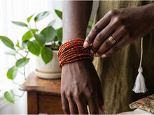 Lade das Bild in den Galerie-Viewer, Waist Beads / African Hip Chain - Gold Red Chiamaka (Traditional non-elastic string)