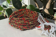 Lade das Bild in den Galerie-Viewer, Waist Beads / African Hip Chain - Gold Red Chiamaka (Traditional non-elastic string)