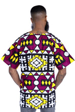 Load image into Gallery viewer, Purple Yellow Samakaka Dashiki Shirt / Dashiki Dress - African print top - Unisex
