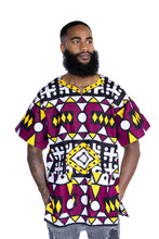 Load image into Gallery viewer, Purple Yellow Samakaka Dashiki Shirt / Dashiki Dress - African print top - Unisex