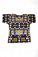 Load image into Gallery viewer, Blue Yellow Samakaka Dashiki Shirt / Dashiki Dress - African print top - Unisex