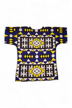 Load image into Gallery viewer, Blue Yellow Samakaka Dashiki Shirt / Dashiki Dress - African print top - Unisex