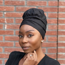 Afbeelding in Gallery-weergave laden, Easy headwrap - Satijnen gevoerde haarmuts - Zwart