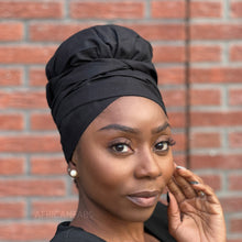 Afbeelding in Gallery-weergave laden, Easy headwrap - Satijnen gevoerde haarmuts - Zwart