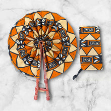 Afbeelding in Gallery-weergave laden, Afrikaanse handwaaier - Ankara print handwaaier - Kofi - Oranje