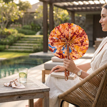 Load image into Gallery viewer, African Hand fan - Ankara print Hand fan - Beige Burgundy Ama