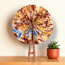 Load image into Gallery viewer, African Hand fan - Ankara print Hand fan - Beige Burgundy Ama