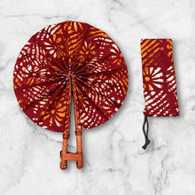 Load image into Gallery viewer, African Hand fan - Ankara print Hand fan - Burgundy Cream Kofi