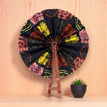 Load image into Gallery viewer, African Hand fan - Ankara print Hand fan - Kosi - Black