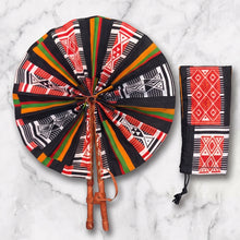 Afbeelding in Gallery-weergave laden, African Hand fan - Ankara print Hand fan - Black White Kwame