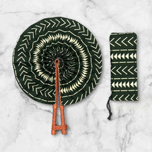 Load image into Gallery viewer, African Hand fan - Ankara print Hand fan - Green Cream Kwabena