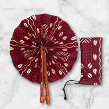 Afbeelding in Gallery-weergave laden, African Hand fan - Ankara print Hand fan - Burgundy Cream Ayodele