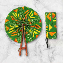 Lade das Bild in den Galerie-Viewer, African Hand fan - Ankara print Hand fan - Green Yellow Ayomide