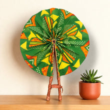 Lade das Bild in den Galerie-Viewer, African Hand fan - Ankara print Hand fan - Green Yellow Ayomide