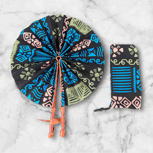 Load image into Gallery viewer, African Hand fan - Ankara print Hand fan - Monday - Blue