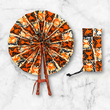 Lade das Bild in den Galerie-Viewer, African Hand fan - Ankara print Hand fan - Orange Cream Folasade