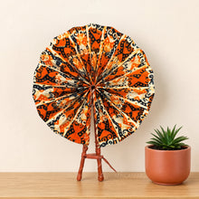 Lade das Bild in den Galerie-Viewer, African Hand fan - Ankara print Hand fan - Orange Cream Folasade