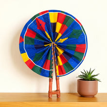 Load image into Gallery viewer, African Hand fan - Ankara print Hand fan - Blue Red Ife