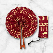Afbeelding in Gallery-weergave laden, African Hand fan - Ankara print Hand fan - Burgundy Beige Kayode