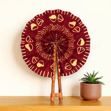Afbeelding in Gallery-weergave laden, African Hand fan - Ankara print Hand fan - Burgundy Beige Kayode
