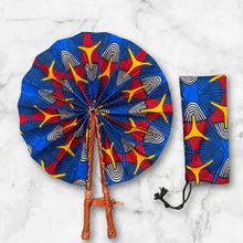 Lade das Bild in den Galerie-Viewer, African Hand fan - Ankara print Hand fan - Blue Red Olamide