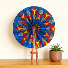Lade das Bild in den Galerie-Viewer, African Hand fan - Ankara print Hand fan - Blue Red Olamide