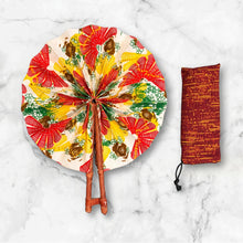 Charger l'image dans la galerie, African Hand fan - Ankara print Hand fan - White Red Olayinka