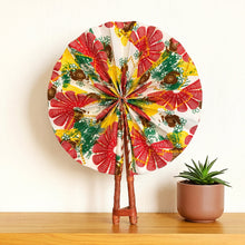 Charger l'image dans la galerie, African Hand fan - Ankara print Hand fan - White Red Olayinka