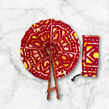 Charger l'image dans la galerie, African Hand fan - Ankara print Hand fan - Red Yellow Omolara
