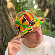 Load image into Gallery viewer, Bucket hat / Fisherman hat with African print - Yellow kente - Kids & Adults sizes (Unisex)