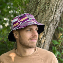 Load image into Gallery viewer, Bucket hat / Fisherman hat with African print - Purple Kente - Kids & Adults sizes (Unisex)