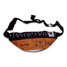 Lade das Bild in den Galerie-Viewer, Afrikanische Print-Gürteltasche - Braune Bogolan-Symbole - Ankara Bauchtasche / Hüfttasche / Festival-Tasche