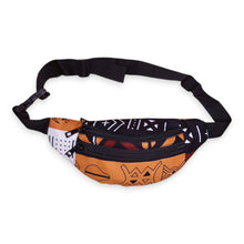 Load image into Gallery viewer, African Print Fanny Pack - Brown Bogolan Symbols - Ankara Waist Bag / Bum bag / Festival Bag