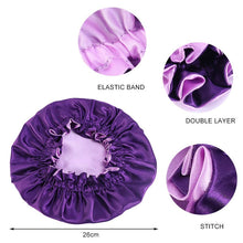 Afbeelding in Gallery-weergave laden, Paarse satijnen haarmuts (Kinderen / Kindermaat 3-7 jaar) (Omkeerbare satijnen nacht slaapmuts)