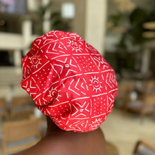 Load image into Gallery viewer, 10 pieces - Red mud / bogolan Satin Hair Bonnet ( Reversable Satin Night sleep cap )
