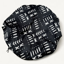 Afbeelding in Gallery-weergave laden, 10 stuks - Zwarte modder / bogolan Satijnen haarmuts (keerbare satijnen nacht slaapmuts)