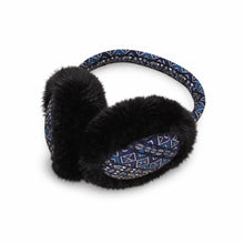 Load image into Gallery viewer, African Print Earmuffs - Foldable Winter Ear Warmers - Blue Bogolan