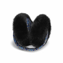 Load image into Gallery viewer, African Print Earmuffs - Foldable Winter Ear Warmers - Blue Bogolan