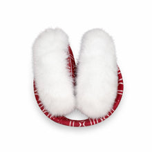 Load image into Gallery viewer, African Print Earmuffs - Foldable Winter Ear Warmers - Red White Bogolan