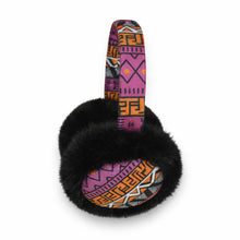 Load image into Gallery viewer, African Print Earmuffs - Foldable Winter Ear Warmers - Pink Orange Tribal