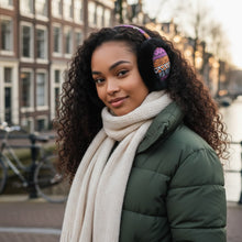 Load image into Gallery viewer, African Print Earmuffs - Foldable Winter Ear Warmers - Pink Orange Tribal