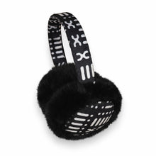 Load image into Gallery viewer, African Print Earmuffs - Foldable Winter Ear Warmers - Black White Bogolan