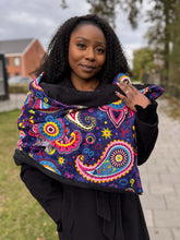 Load image into Gallery viewer, African print Winter scarf for Adults Unisex - Blue Pink Paisley