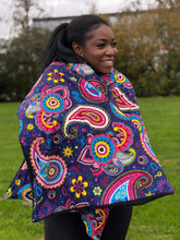 Load image into Gallery viewer, African print Winter scarf for Adults Unisex - Blue Pink Paisley