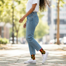 Load image into Gallery viewer, 5 pairs - African socks / Afro socks / African print socks - Red yellow blocks