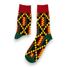 Load image into Gallery viewer, 5 pairs - African socks / Afro socks / African print socks - Red yellow blocks