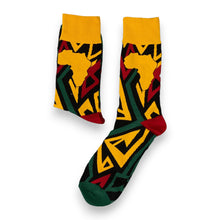 Charger l'image dans la galerie, 5 paires - Chaussettes africaines / Chaussettes afro / Chaussettes à imprimé africain - Afrique jaune