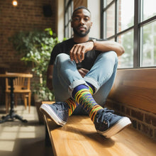 Load image into Gallery viewer, 5 pairs - African socks / Afro socks / African print socks - Blue Kente